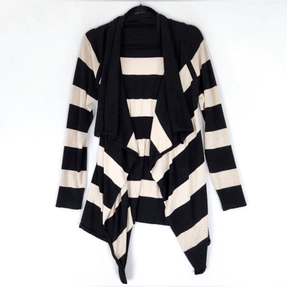 St. John’s Bay Striped Black and Tan Women's Sweater - Like New